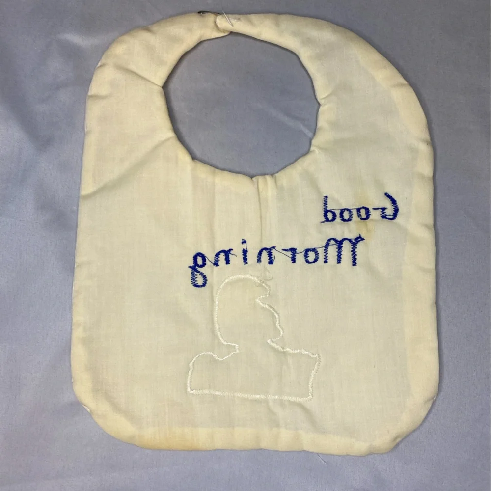 Vintage Smurfs Baby Bib 1980s Hand Embroidered‎